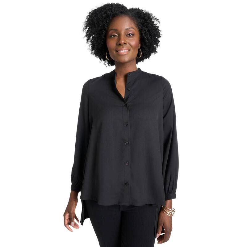 ジェシカロンドン レディース トップス Tシャツ ジョーゼット プラスサイズ プリーツ Jessica London Womens Plusize Pleated Back Georgette Tunic Black ブラック