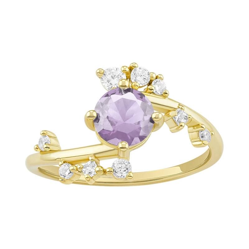 プリムローズ レディース アクセサリー リング PRIMROSE Sterling Silver Cubic Zirconia Cluster Bypass Ringold Tone Purple パープル