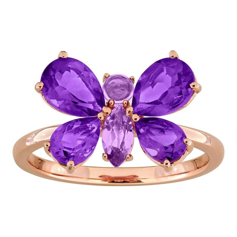 ステラ グレース レディース アクセサリー リング Stella Grace Amethyst Rose De France Butterfly Ring Rose Tone