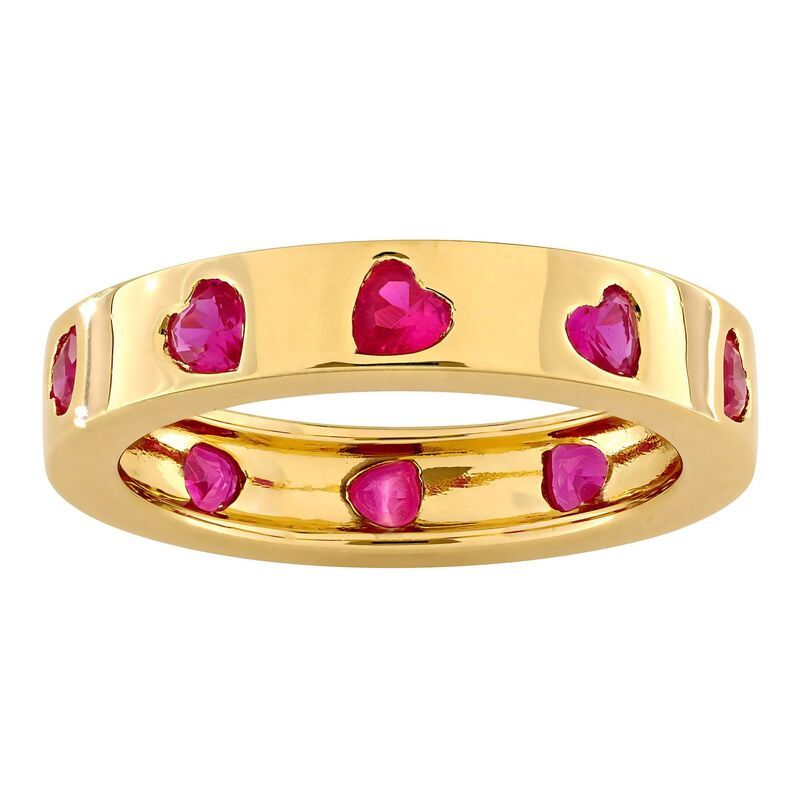 ステラ グレース レディース アクセサリー リング Stella Grace 18k Gold Over Silver Created Ruby Heart Eternity Ringold Tone ゴールド