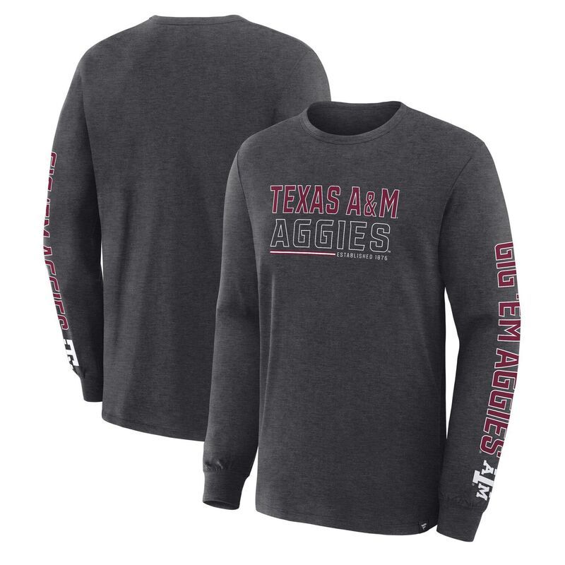 ファナティクス メンズ トップス Tシャツ Mens Fanatics Charcoal Texas AM Aggies Quad Fuel The Fire Long Sleeve TShirtam Charco チャコール