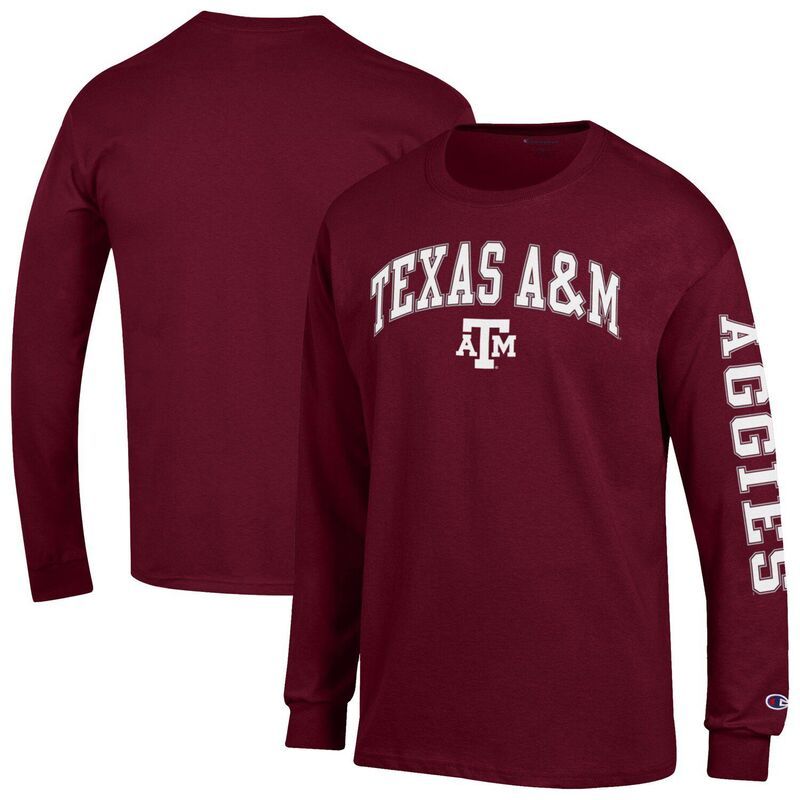 チャンピオン メンズ トップス Tシャツ ロゴ Mens Champion Maroon Texas AM Aggies Arch Over Logo 2Hit Long Sleeve TShirtam Red レッド 9,436円