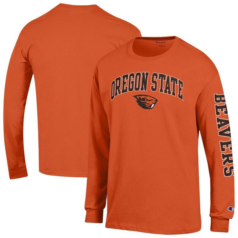 チャンピオン メンズ トップス Tシャツ ロゴ Mens Champion Orange Oregon State Beavers Arch Over Logo 2Hit Long Sleeve TShirt Ors Orange オレンジ