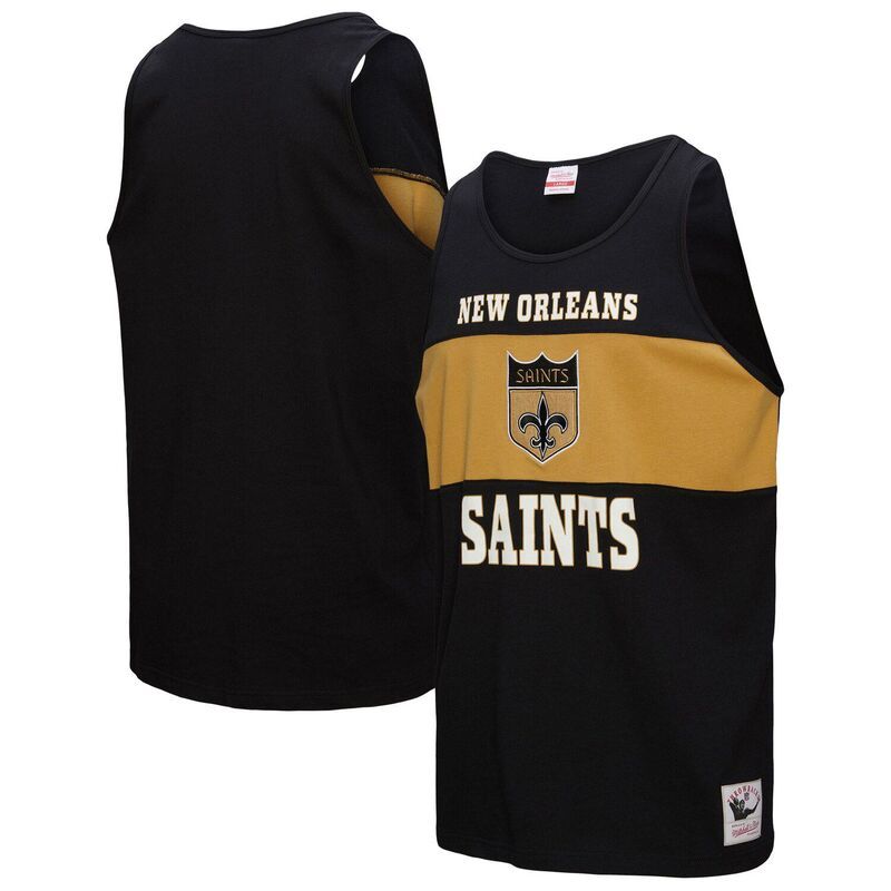 ミッチェルネス メンズ トップス Tシャツ カラーブロック Mens Mitchell Ness Black New Orleansaints Retro Colorblock Tank Top Snt Black ブラック