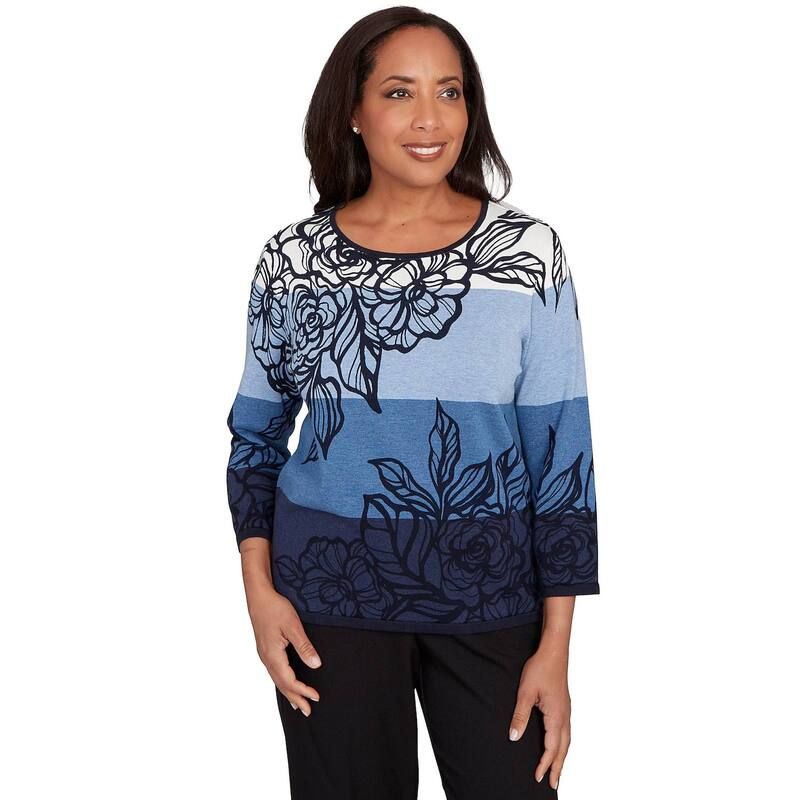 アルフレッド ダナー レディース アウター ニット・セーター フラワー柄 フラワー Womens Alfredunner Ombre Floral Block Stripe Sweater Navy ネイビー