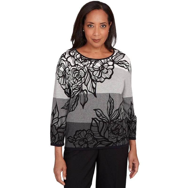 アルフレッド ダナー レディース アウター ニット・セーター フラワー柄 フラワー Womens Alfredunner Ombre Floral Block Stripe Sweater Gray グレー
