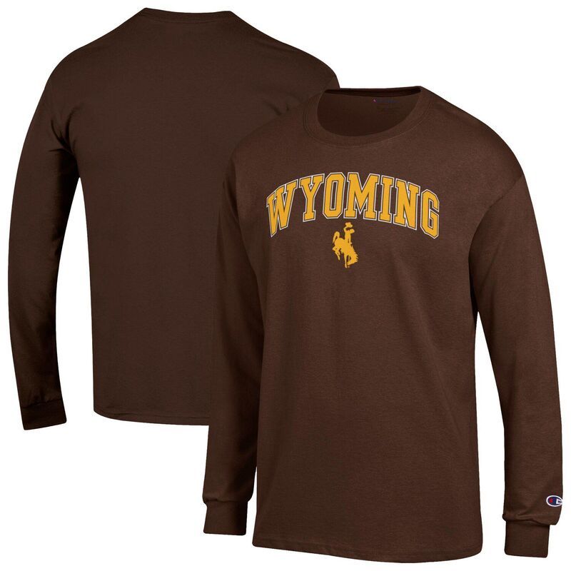 チャンピオン メンズ トップス Tシャツ ロゴ Mens Champion Brown Wyoming Cowboys Arch Over Logo 2Hit Long Sleeve TShirt Wyo Brown ブラウン 8,985円