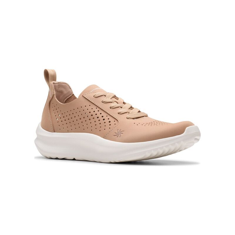 クラークス レディース シューズ スニーカー レース Clarks Cloudsteppersolevana Womens LaceUp Casual Shoesand Nubuck サンド