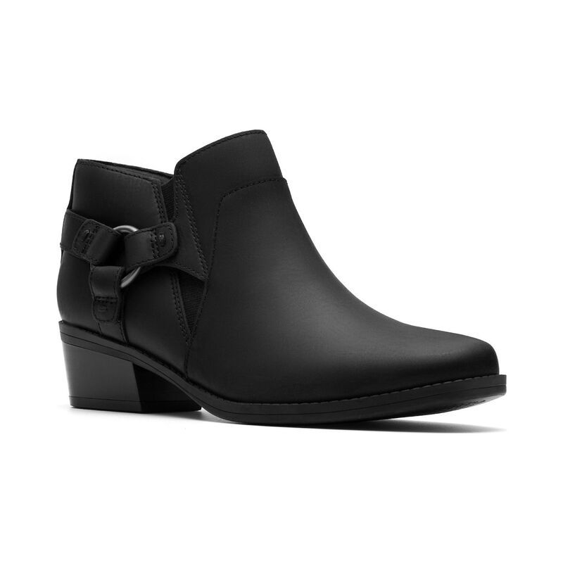 クラークス レディース シューズ ブーツ・レインブーツ アンクル レザー Clarks Danyelle Gema Womens Leather Ankle Boots Black Oily Leather ブラック