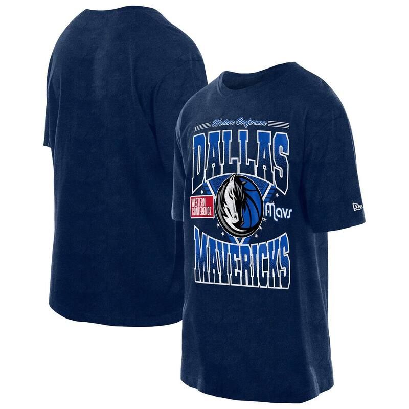 ニューエラ メンズ トップス Tシャツ ヴィンテージ Mens New Era Navy Dallas Mavericks Boxy Old School Sport Vintage Wash TShirt Mav Navy ネイビー