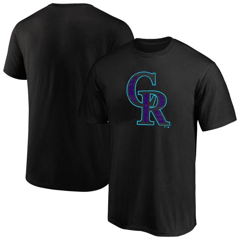 プロファイル メンズ トップス Tシャツ トール ロゴ MensProfile Black Colorado Rockies Big Tall Distressed Logo TShirt Rck Black ブラック