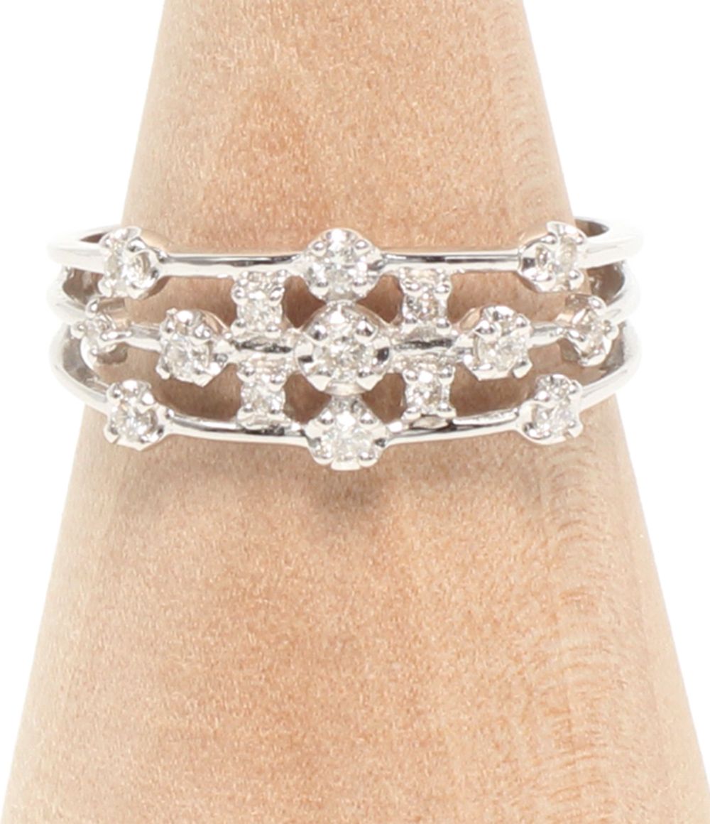 美品 リング 指輪 K10WG ダイヤ 0.25ct レディース SIZE 14号