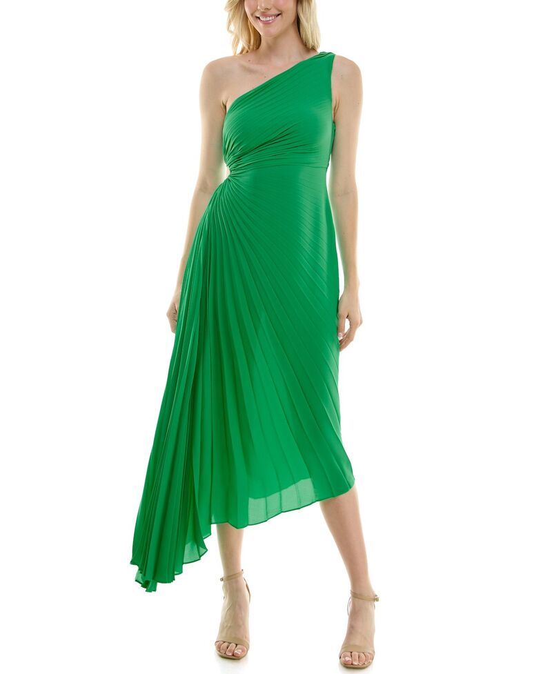 ニコルミラー レディース トップス ワンピース プリーツ マキシ Womens Nicole Miller One Shoulder Pleated Maxi Dress Lily Pad
