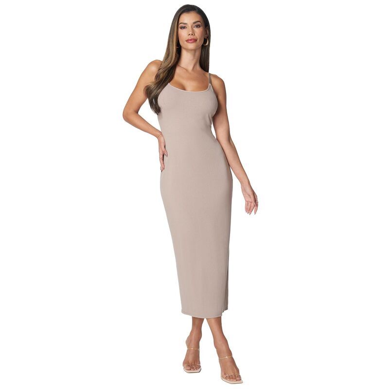 ベベ レディース トップス ワンピース リブ マキシ Womens bebe Ribbed Tank Maxi Dress Khaki カーキ