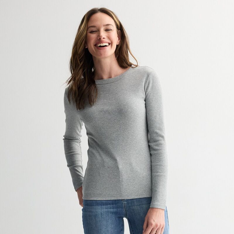 ソノマ レディース トップス Tシャツ Womensonoma Goods For Life Rib Long Sleeve Crew Tee Dovetail Heather ヘザー