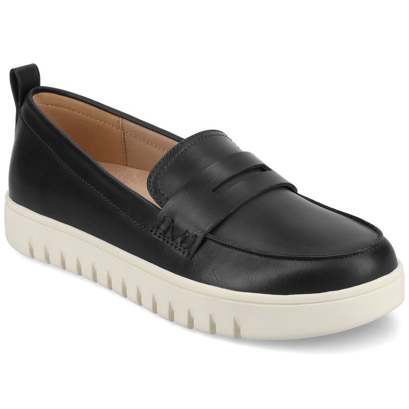 ジャーニー レディース シューズ スリッポン・ローファー Journee Tayla Medium and Wide Width Womens Round Toe Flexible Comfort Penny Loafers Black ブラック
