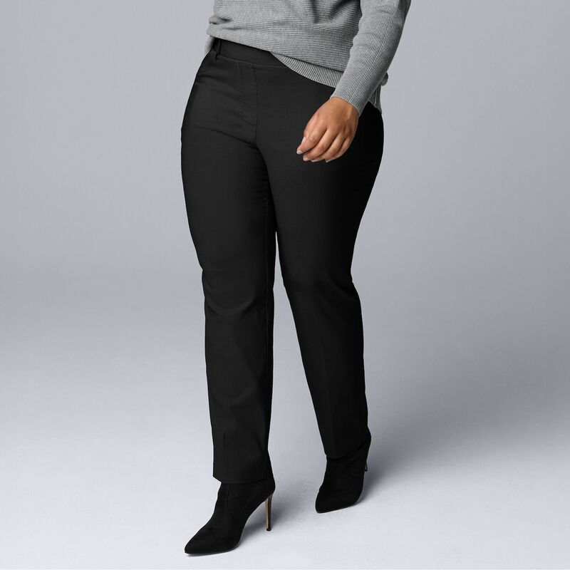 ヴェラウォン レディース ボトムス カジュアルパンツ プラスサイズ Plusize Simply Vera Wang Polished Twill Slant Pocket Slim Straight Pants Black ブラック