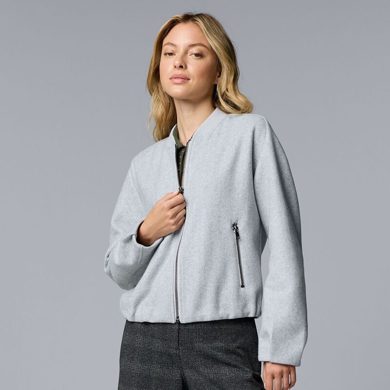 ヴェラウォン レディース アウター ジャケット・ブルゾン ニット Womensimply Vera Wang Structured Knit Bomber Jacket Light Gray Fox Heather グレー