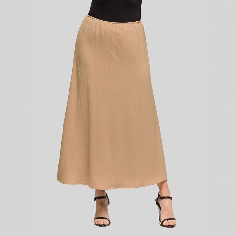 24 セブンコンフォート レディース ボトムスカート A ライン マキシ Womens 24Seven Comfort Apparelastic Waist ALine Maxi Skirt Beige ベージュ