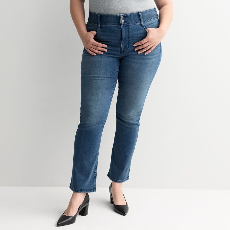 ナインウェスト レディース ボトムス デニムパンツ ブーツカット プラスサイズ ブーツ ジーンズ Plusize Nine West High Rise Tummy Control Denim Bootcut Jeans Medium Wash デニム