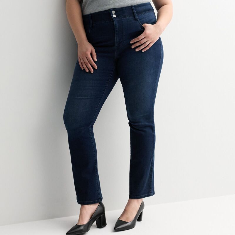 ナインウェスト レディース ボトムス デニムパンツ ブーツカット プラスサイズ ブーツ ジーンズ Plusize Nine West High Rise Tummy Control Denim Bootcut Jeans Dark Rinse Blast デニ