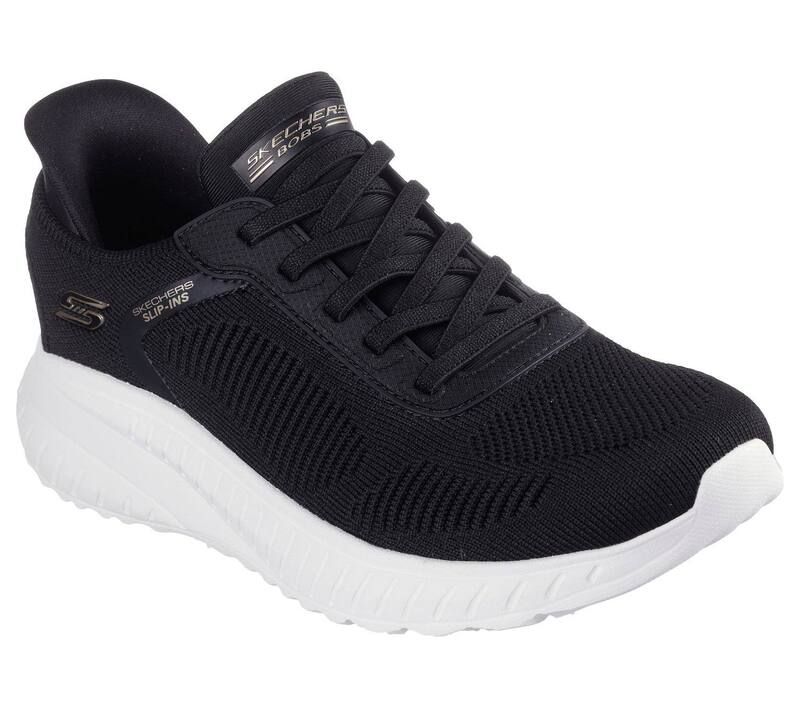 スケッチャーズ レディース シューズ スニーカー Skechers Hands Free Slipins BOBSport Squad Chaos Current Muse Womensneakers Black White ホワイト