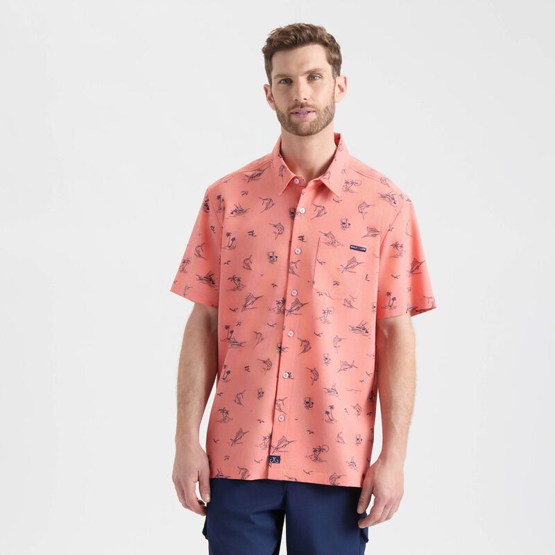 ソルトライフ メンズ トップス Tシャツ プリント ダウン Mensalt Life Printed Woven Performance ButtonDown Shirt Burnt Coral コーラル