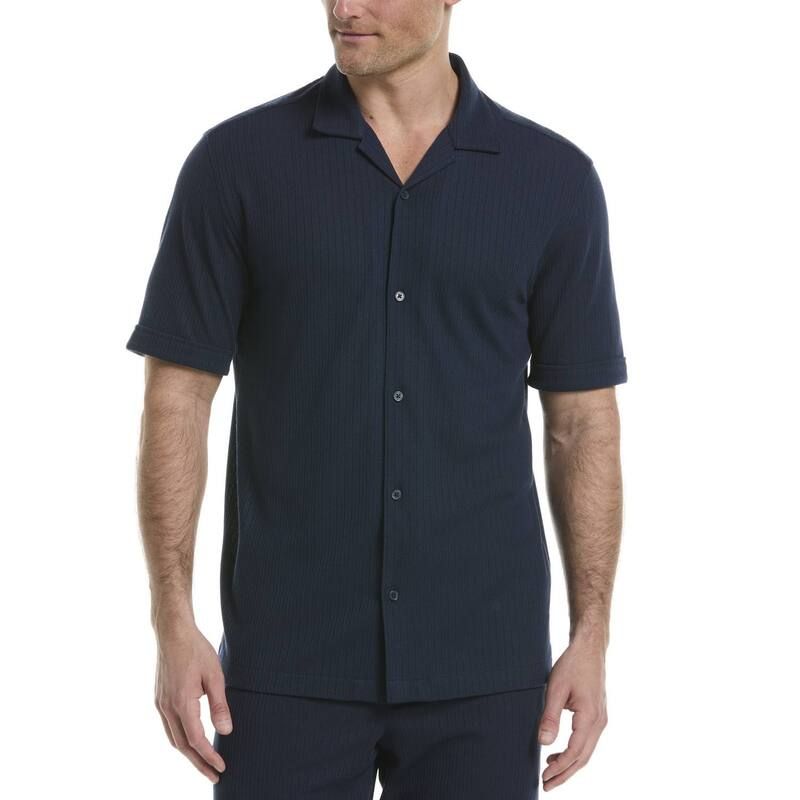 キューバベラ メンズ トップス Tシャツ コート Mens Cubavera Short Sleeve Textured Coat Shirt Dress Blues