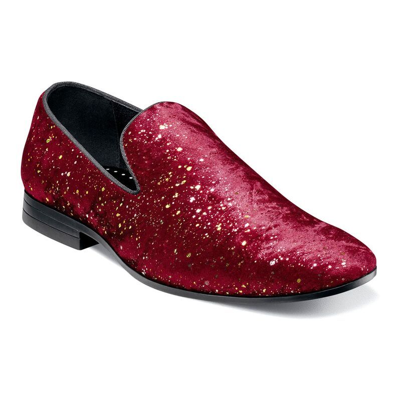 ステイシーアダムス メンズ シューズ スリッポン・ローファー Stacy Adamstellar Mens Plain Toe Glitter Slip On Shoes Burgundy バーガンディ