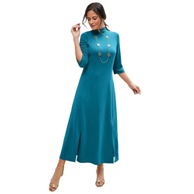 ジェシカロンドン レディース トップス ワンピース モックネック プラスサイズ マキシ Jessica London Womens Plusize Mockneck Slit Maxi Dress Deep Teal ティール