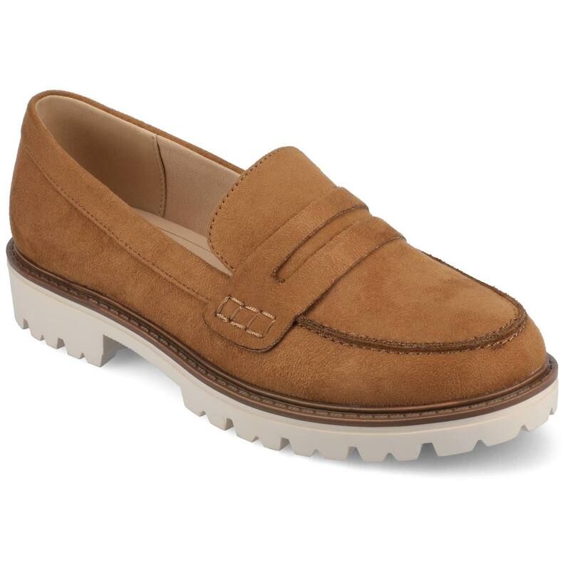 ジャーニー レディース シューズ スリッポン・ローファー Journee Kenly Tru Comfort Foam Womens Loafers Tan Suede タン