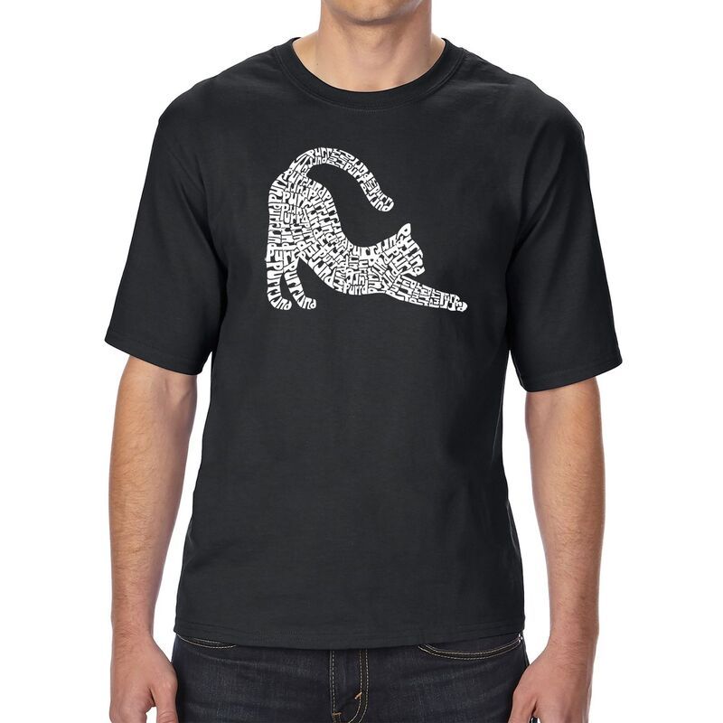 エルエーポップアート メンズ トップス Tシャツ トール LA Pop Art Stretching Cat Mens Tall And Long Word Artshirt Black ブラック