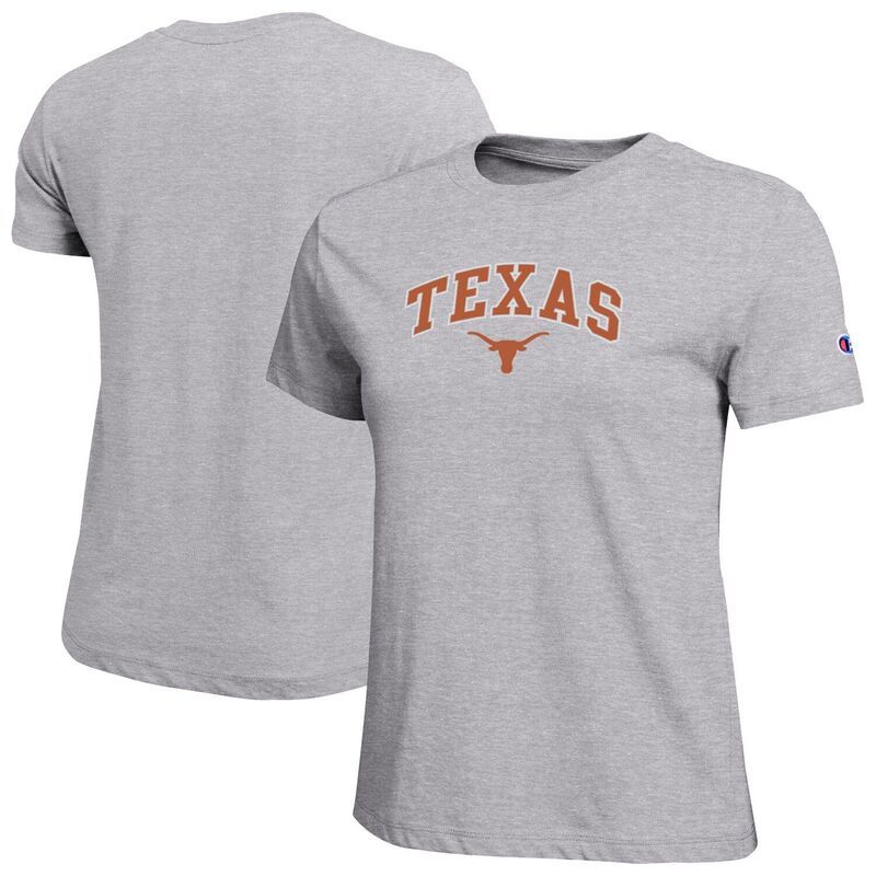チャンピオン レディース トップス Tシャツ ロゴ Womens Champion Heather Gray Texas Longhorns Arched Over Logo TShirtex Grey グレー