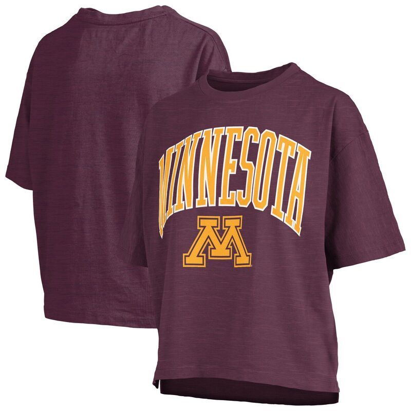 プレスボックス レディース トップス Tシャツ ロゴ Womens Pressbox Maroon Minnesota Golden Gophers Nelson Arch Over Logo Waist Length Oversized Slub TShir