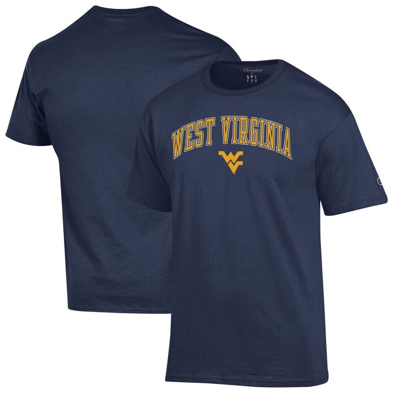 チャンピオン メンズ トップス Tシャツ ロゴ MensChampionavy West Virginia Mountaineers Arched Logo TShirt Wvu Navy ネイビー