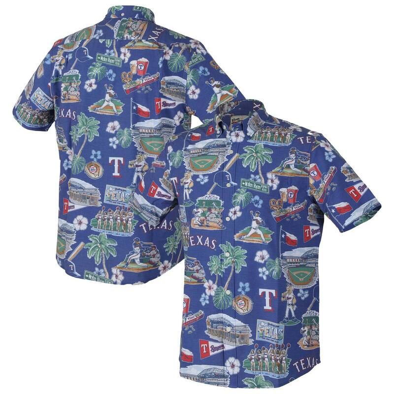 レインスプーナー メンズ トップス Tシャツ Mens Reyn Spooneroyal Texas Rangerscenic TriBlend Performance ButtonUp Top Rgr Blue ブルー