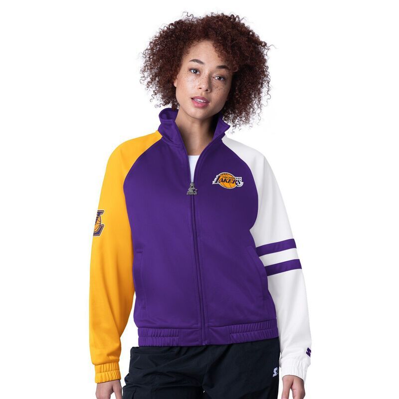 スターター レディース アウター ジャケット・ブルゾン Womenstarter Purple Los Angeles Lakers Line Up Dolman Raglan FullZip Track Jacket Lak Purple パープル