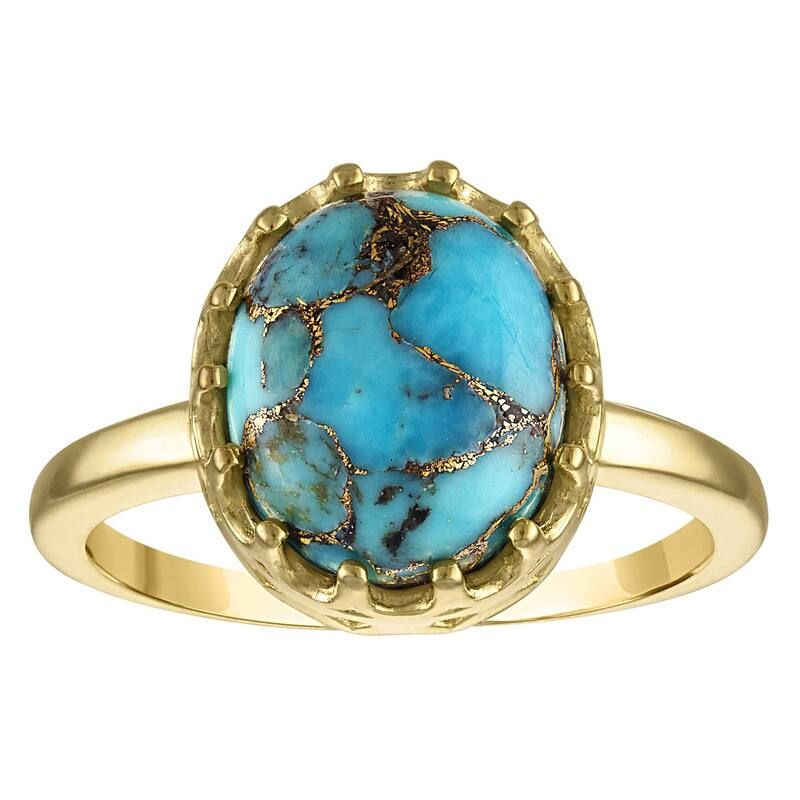 Designs by Gioelli レディース アクセサリー リング Designs by Gioelli Gold Over Sterling Silver Copper Turquoise Crown Ringold Tone ゴールド