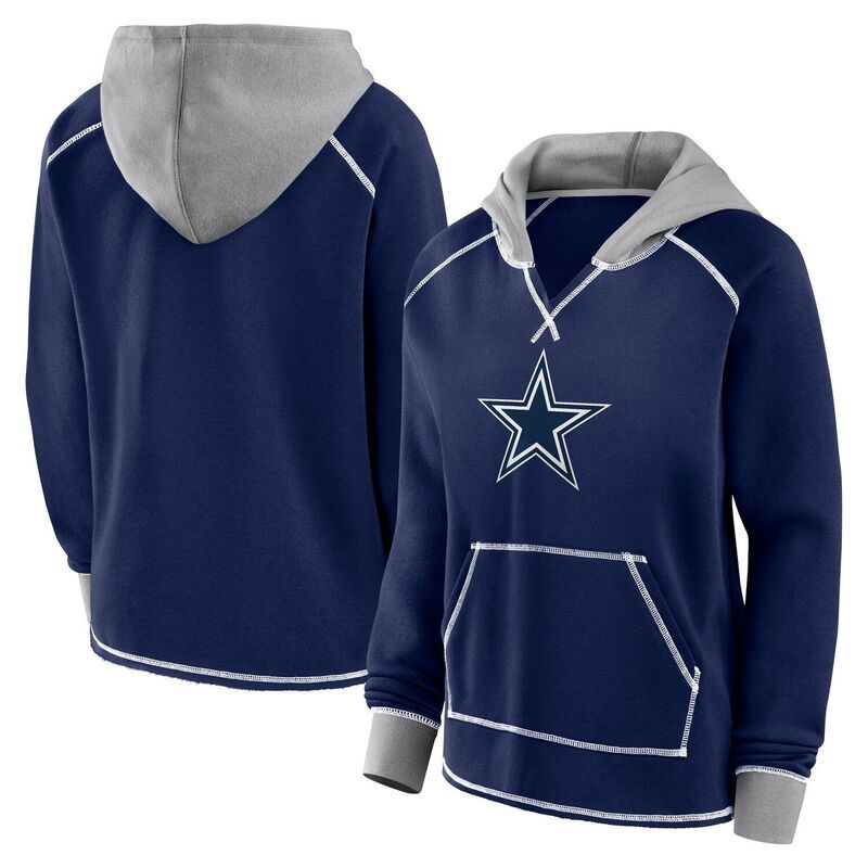 アンブランデッド レディース トップス Tシャツ Vネック フリース パーカー Unbranded Womens Navy Dallas Cowboys Boom Fleece Pullover VNeck Hoodie Cow Navy ネイビー