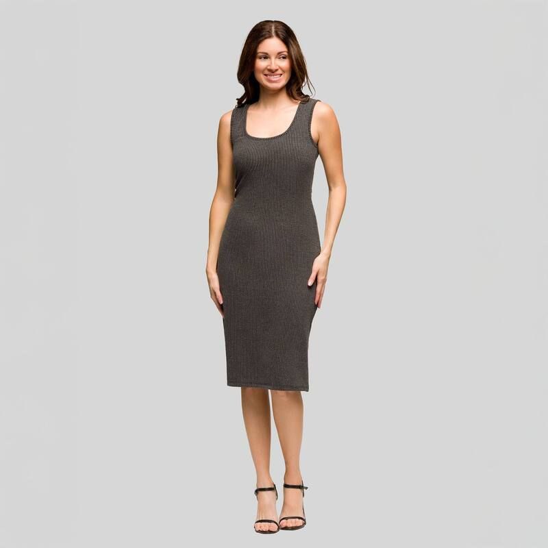 24 セブンコンフォート レディース トップス ワンピース サイドスリット ミディ ノースリーブ Womens 24Seven Comfort Apparel Fitted Sleevelesside Slit Midi Dress Black ブラック