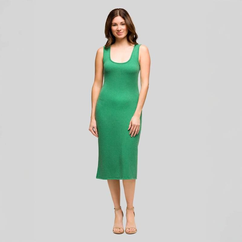 24 セブンコンフォート レディース トップス ワンピース サイドスリット ミディ ノースリーブ Womens 24Seven Comfort Apparel Fitted Sleevelesside Slit Midi Dress Green グリーン