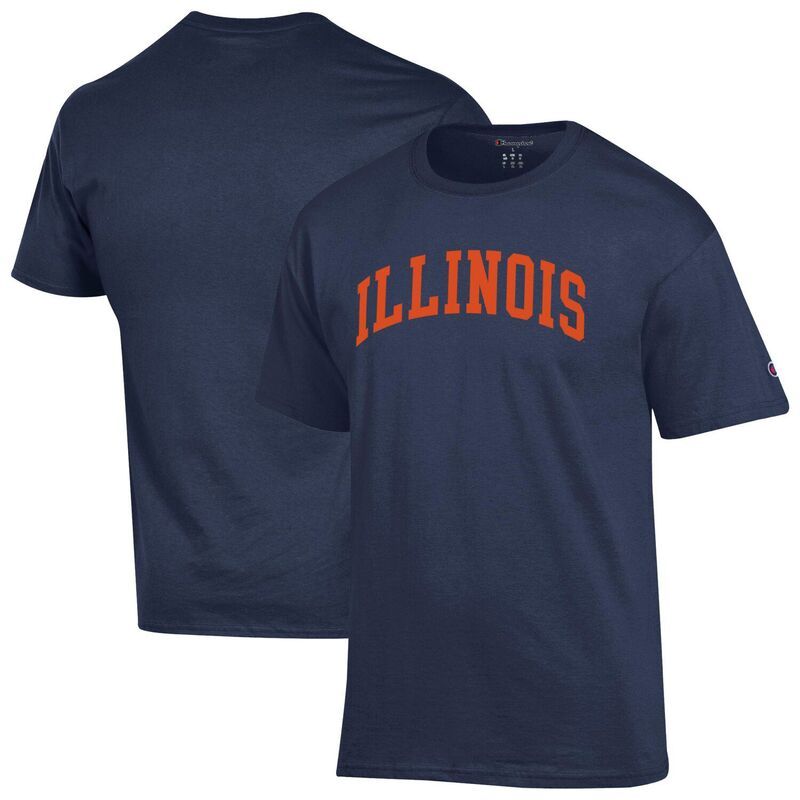 チャンピオン メンズ トップス Tシャツ Mens Championavy Illinois Fighting Illini Basic Arch TShirt Ill Navy ネイビー