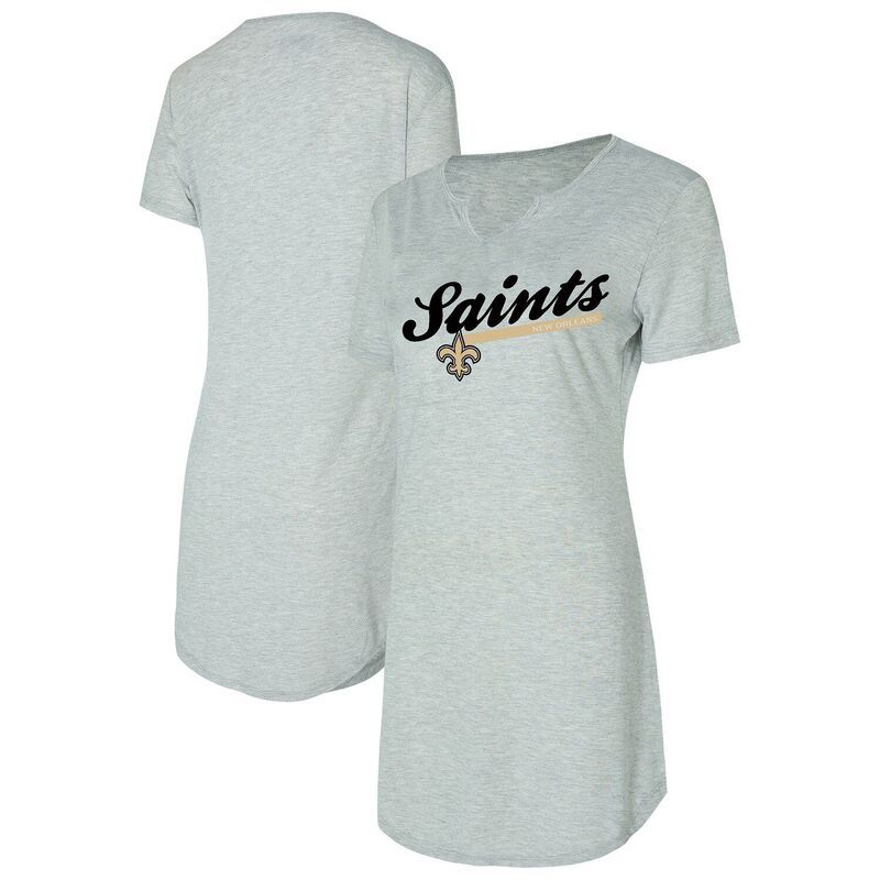 アンブランデッド レディース アンダーウェア ナイトウェア シャツ ニット Unbranded Womens Conceptsport Gray New Orleansaints Petition Knit Nightshirt Snt Grey グレー