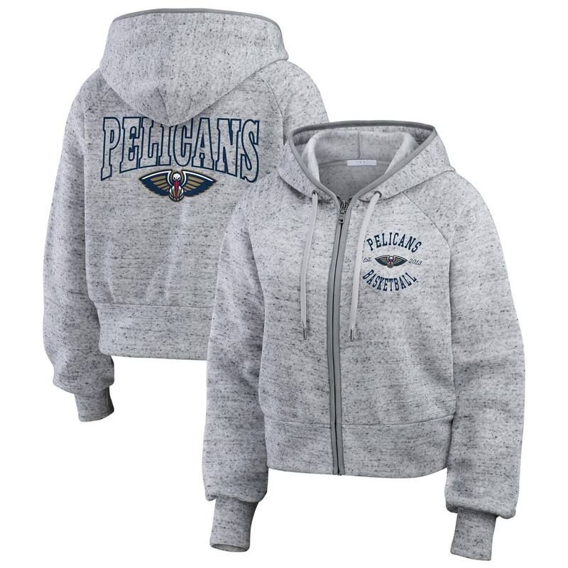 ウェア バイ エリン アンドルーズ レディース トップス Tシャツ パーカー Womens WEAR by Erin Andrews Heather Gray New Orleans Pelicanspeckled Radiator FullZip Hoodi