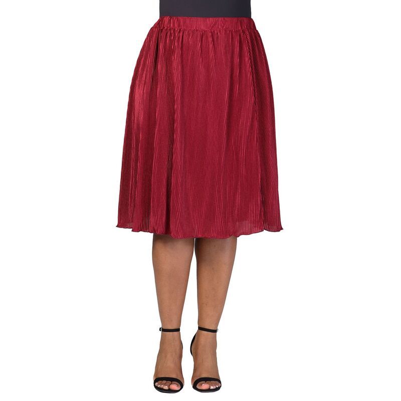 24 セブンコンフォート レディース ボトムスカート プラスサイズ プリーツ ミディ Plusize 24Seven Comfort Apparelegant Accordion Pleated Elastic Waistband Party Midi Ski