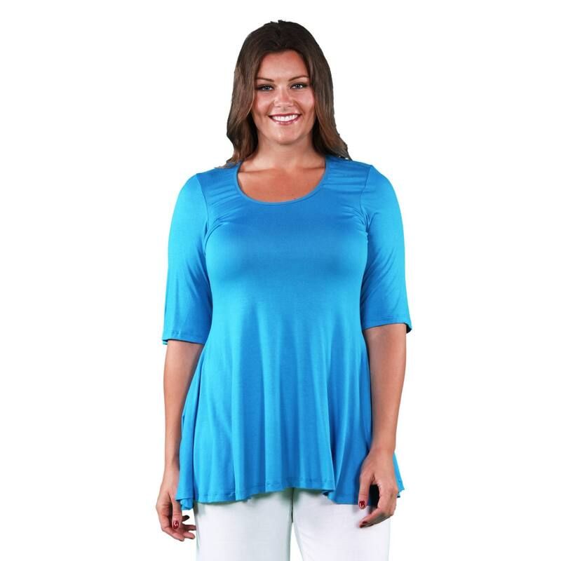 24 セブンコンフォート レディース トップス Tシャツ プラスサイズ Plusize 24Seven Comfort Apparelbow Swing Tunic Top Turquoise ターコイズ