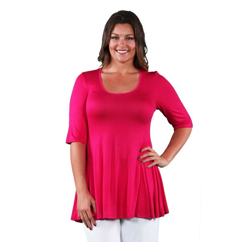 24 セブンコンフォート レディース トップス Tシャツ プラスサイズ Plusize 24Seven Comfort Apparelbow Swing Tunic Topink ピンク