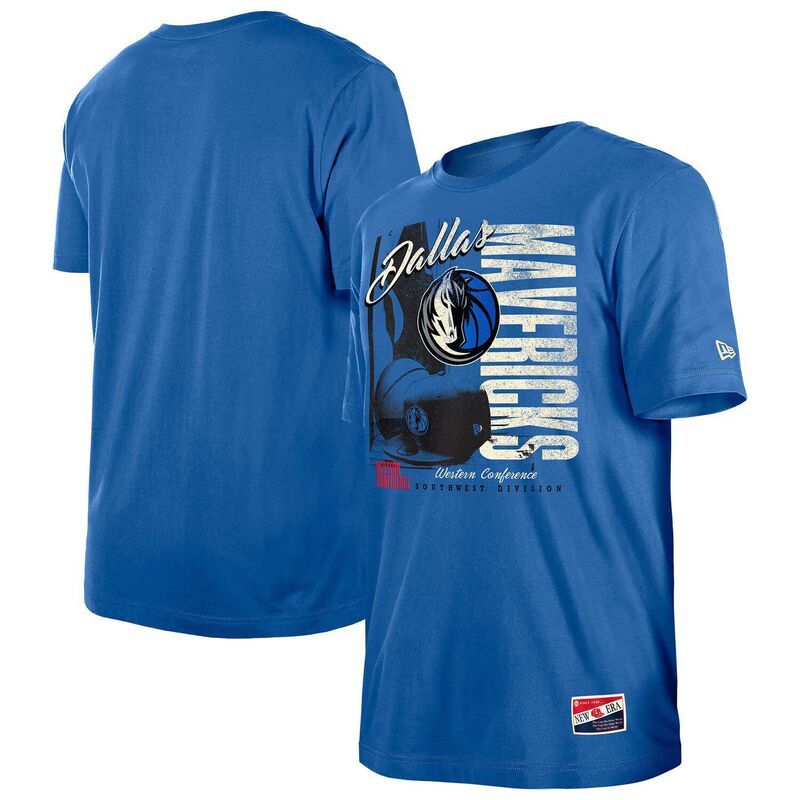 ニューエラ メンズ トップス Tシャツ ヴィンテージ Mens New Era Blue Dallas Mavericks Distressed Throwback Vintage Color Pack TShirt Mav Blue ブルー