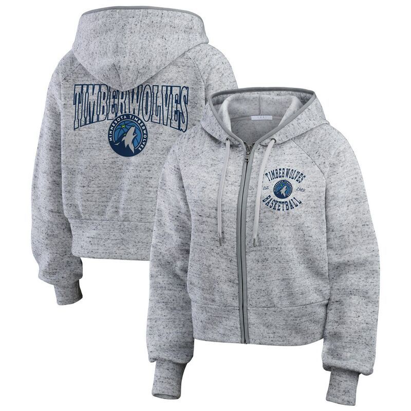 ウェア バイ エリン アンドルーズ レディース トップス Tシャツ パーカー Womens WEAR by Erin Andrews Heather Gray Minnesota Timberwolvespeckled Radiator FullZip Hoo