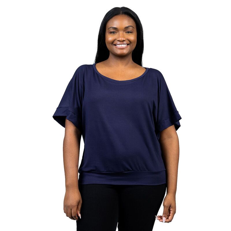 24 セブンコンフォート レディース トップス Tシャツ プラスサイズ Plusize 24Seven Comfort Apparel Short Sleeve Dolman Top Navy ネイビー